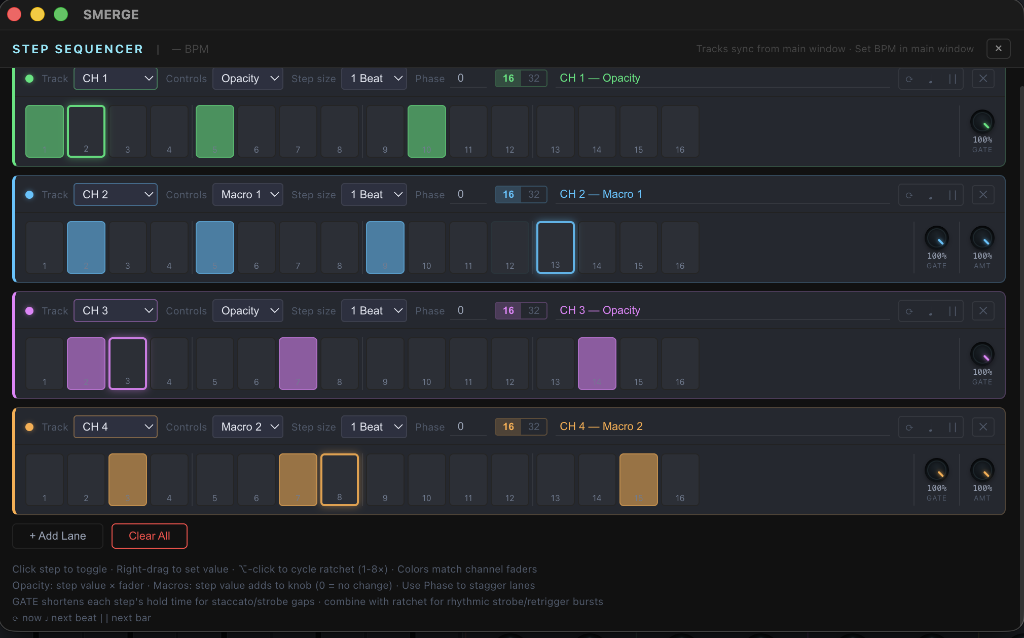 Step Sequencer window