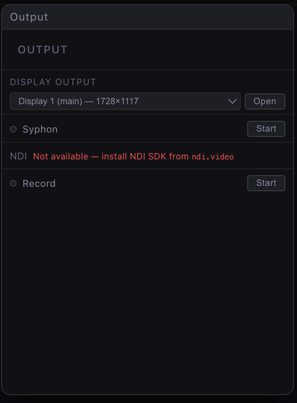 Output panel